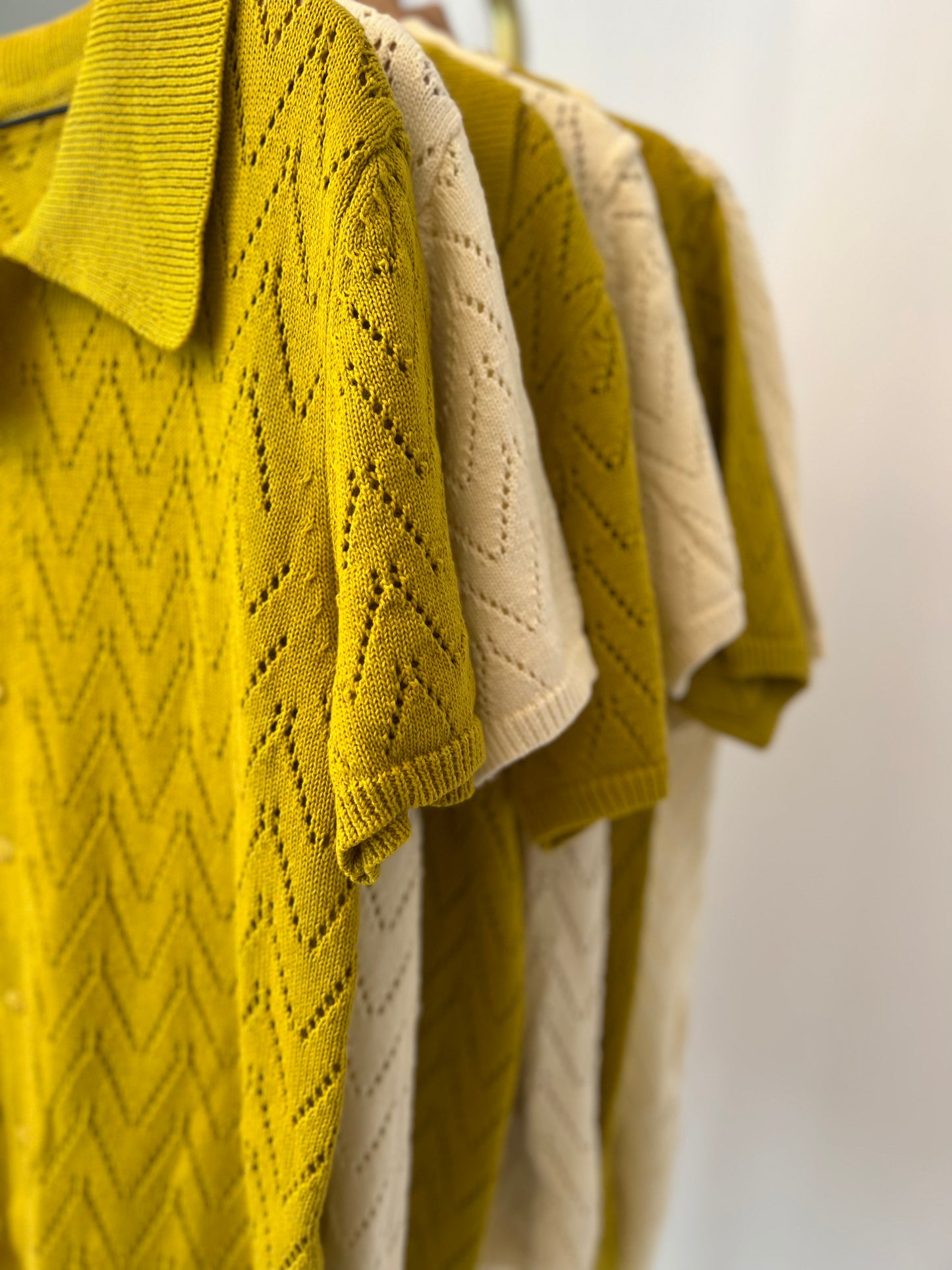 mens crochet button down cardigan