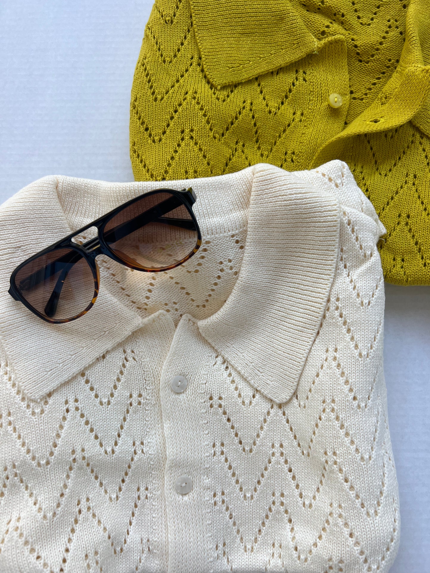 mens crochet button down cardigan