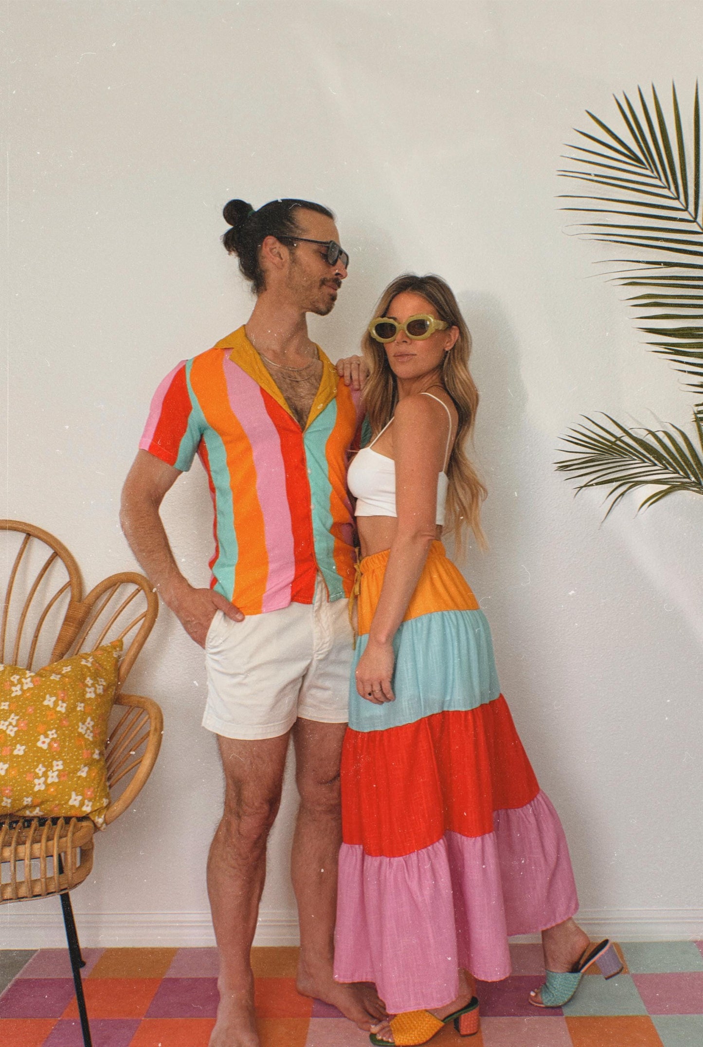 Colorblock Tiered Maxi Skirt with Pockets | Rainbow Skirt | Boho Festival Skirt | Elastic Waist Skirt | Retro Summer Skirt