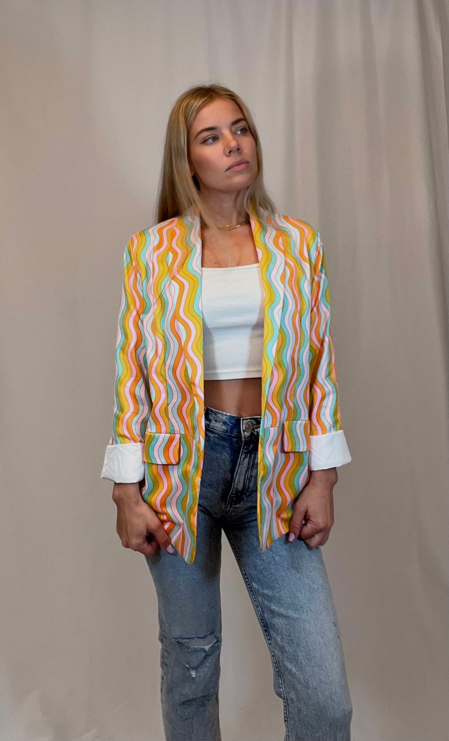 wavy rainbow blazer